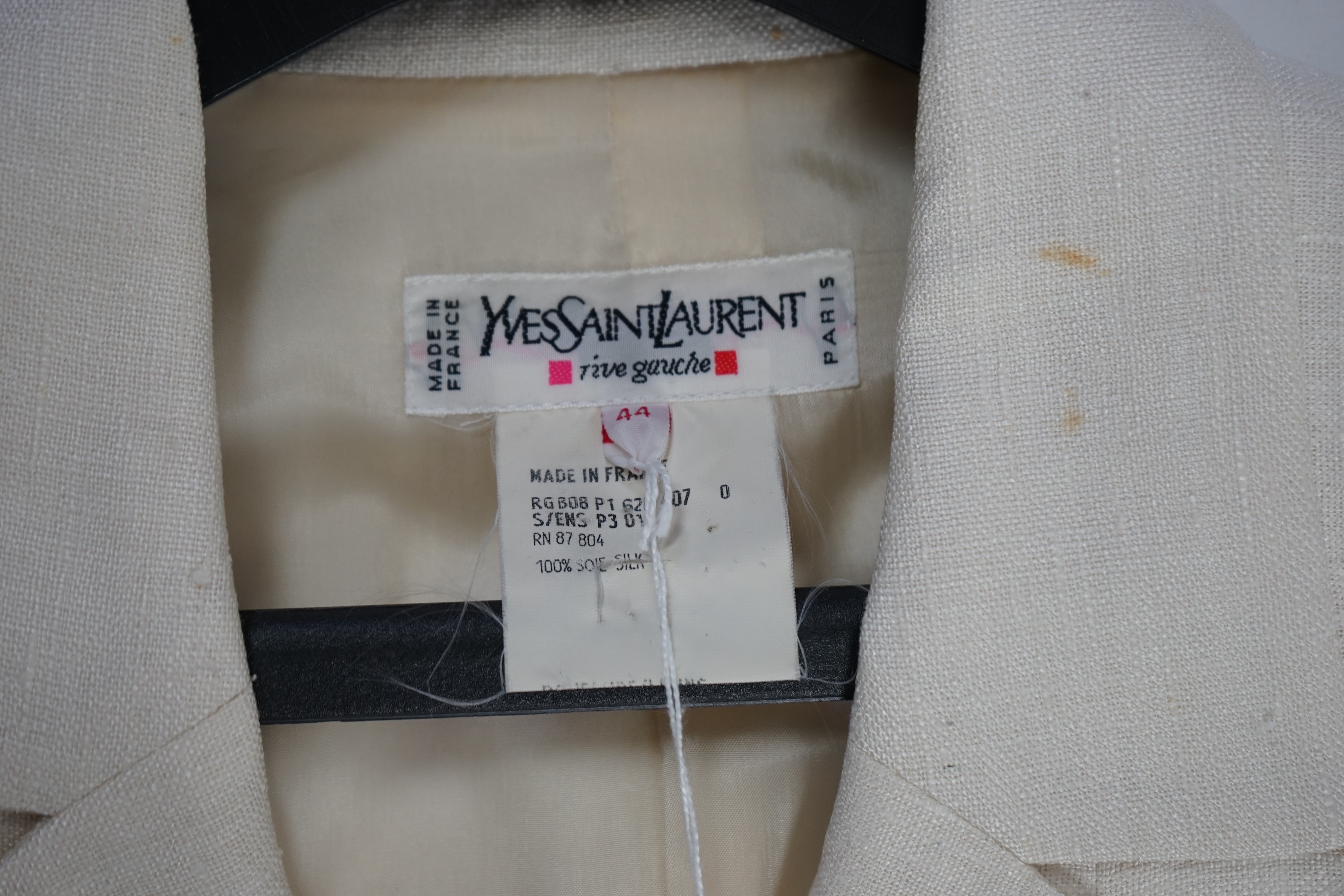 Three vintage Yves Saint Laurent variation lady's jackets, F 40 (UK 12). Proceeds to Happy Paws Puppy Rescue